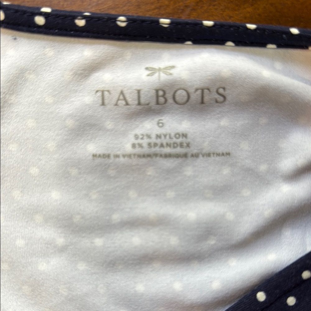 Talbots Navy Blue Polka Dot Dress with 3/4 Sleeve, Size 6 - Picture 5 of 8